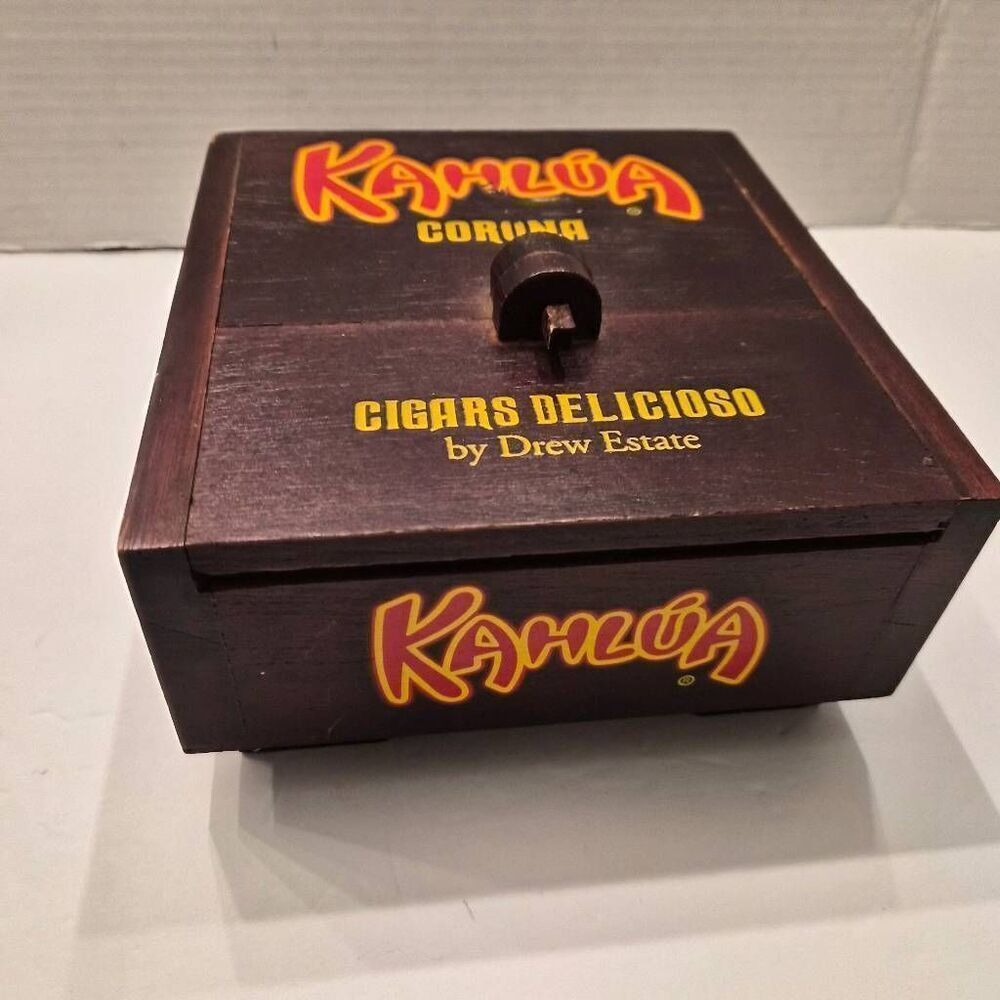 Vintage Kahlua Corona Cigar Box Wooden Unique Fun Gift Bar Liquor Decor